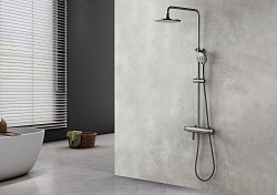 Душевая термостатическая стойка с верхней лейкой Ø22,6 см и 3-х режимной душевой лейкой Ø110 мм и по