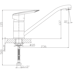 Смеситель для кухни, латунь, хром HB4907