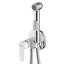 Встраиваемый смеситель с гигиеническим душем, латунь/хром/белый