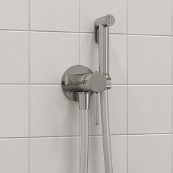 Встраиваемый смеситель с гигиеническим душем, матовый хром, IDDIS, 005BCR0i08