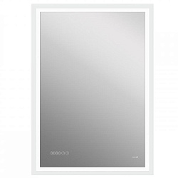 Зеркало LED 080 design pro 60x85 с подсветкой,часы с антизапотеванием прямоугольное
