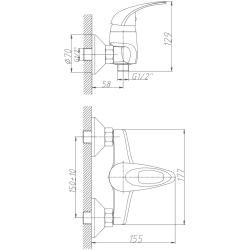 Смеситель для душа, латунь, хром HB2003
