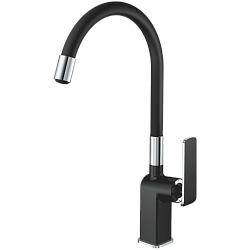 Смеситель для кухни, гибкий излив, латунь, черный/хром HB73548-7