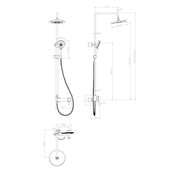 ВЫВОД MINIMA Душевая система с верхним душем Ø23 см и 3-х режимной душ.лейкой Ø120 мм, латунь/хром