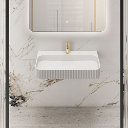 Раковина из искусственного камня Vincea VWB-6SG75MW, 750*460*120, подвесная, цвет белый матовый, , ш