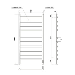 Полотенцесушитель электрический Point Селена PN16850B П10 500x1000, диммер справа, черный