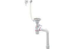 Y710V СИФОН ДЛЯ ДВОЙНОЙ МОЙКИ С ВЫПУСКОМ 3 1/2 на Ø40 ПРЯМОТОЧНЫЙ С ОТВОДОМ ДЛЯ СТИРАЛЬНОЙ МАШИНЫ С 