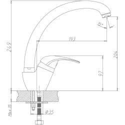 Смеситель для кухни, латунь, хром HB4103
