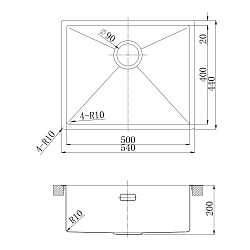 OLANGA 540 Мойка кухонная из нерж.стали цвет:светлое золото, 9938126