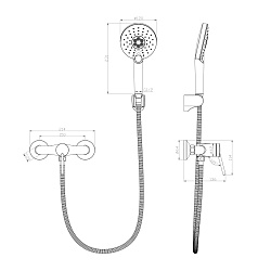 Смеситель для душа и 3-х режимной душевой лейкой Ø120 мм, латунь/хром
