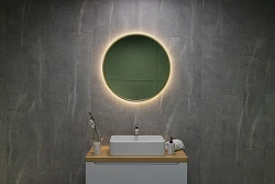 DREJA Зеркало SHINE 80х80 см, метал. рама, золото, беск. сенсор,  LED-подсветка, диммер