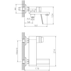 Смеситель для ванны короткий излив , латунь, хром HB60572