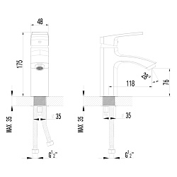Cмеситель для раковины монолитный, хром, S2806C