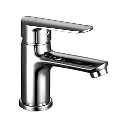 Смеситель для раковины, монолитный, высота излива 6 см, длина 10 см, латунь/хром