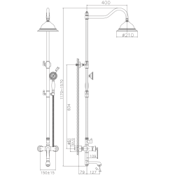 Душевая система, тропический душ, латунь, хром, HB24181