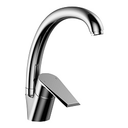 Смеситель для кухни с поворотным изливом, высота излива 20 см, длина 19 см, латунь/хром