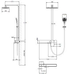 Душевая стойка Inspire VSFS-3I13TGM термостатическая с изливом, вороненая сталь, , шт