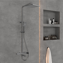 Душевая стойка Cube VSFS-1C1GM с изливом, вороненая сталь, , шт