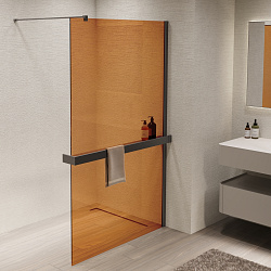 Душевая перегородка Walk-In VSW-1HR900GSGM, 900*2000, вороненая сталь, стекло янтарь, , шт