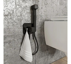 Встраиваемый смеситель с гигиеническим душем, матовый черный, IDDIS, 004BLS0i08