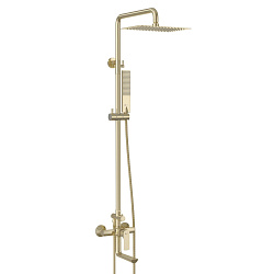 Урсус Смеситель для ванны и душа с верхней душ. лейкой "Тропич дождь", с 1-фун лейкой, мат золото