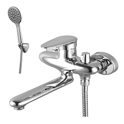 Смеситель для ванны с поворотным изливом 17 см, боковой поворотный переключатель, латунь/хром