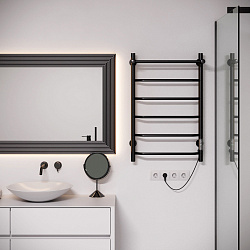 Aringa Киото полотенцесушитель лесенка электрический с полкой 80*50, черный