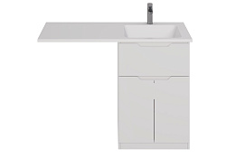 DREJA.eco Тумба Vega, 60 см, напольная, 1 ящик, 2 дверцы, белый глянец (Wing 120)