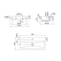Умывальник мебельный 80 см, 350, IDDIS, 3508000i28