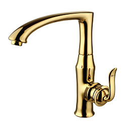 ВЫВОД BRAVA Смеситель для кухни с поворотным изливом, высота излива 22 см, длина 21 см,латунь/золото