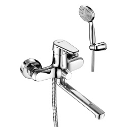 POINT Смеситель для ванны с поворотным изливом 20 см, поворотный переключатель, латунь/хром