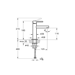 Origin Смеситель для раковины, средний, цвет хром