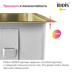 Мойка, нерж.сталь, универсального монтажа, матовое золото, 440*440, Edifice, IDDIS, EDI44B0i77