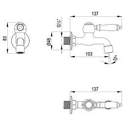 ВЫВОД VILLA Кран с керамической рукояткой, длина излива 10 см, бронза