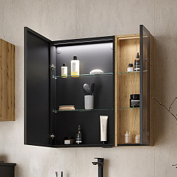 Шкаф зеркальный универсальный Strong 50.1D, дуб черный