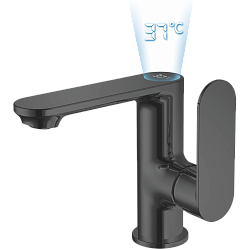 Смеситель для раковины с термо дисплеем , латунь, черный HB12590-7