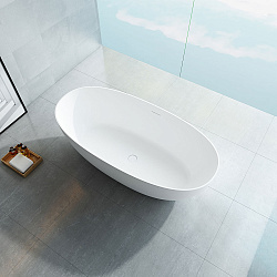 Ванна из искусственного камня Vincea VBT-6S01MW, 1700*750*550, белый мат., слив-перелив в комплекте,