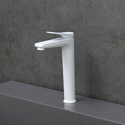 Бронкс Смеситель для умывальника высокий, монолитный, белый