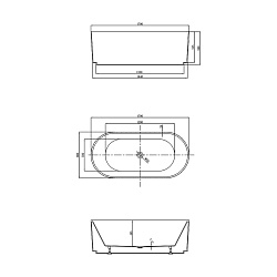 Ванна акриловая Vincea VBT-426-1700 1700*800*580, цвет белый, щелевой перелив, , шт