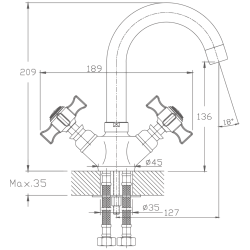 Смеситель для раковины, латунь, хром HB4524