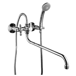 Смеситель универсальный с круглым изливом 35 см, двуручковый, поворотный перекл, латунь/хром, H02-84