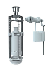 Комплект арматуры клапан спускной и наполнительный с боковой подводкой (кнопка хром) SM_B/H