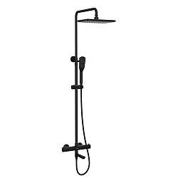 URSUS Душевая термостатическая система с верхним душем и поворотным изливом, латунь/чёрный, LM7272BL