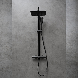 URSUS Душевая термостатическая система с верхним душем, латунь/чёрный, LM7270BL