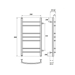 Полотенцесушитель водяной Point Альфа PN05558 П7 500x800 с боковым подключением 500, хром