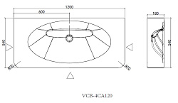 Раковина Caprise VCB-4CA120MWLG, Corian, цвет белый матовый + светло-серый матовый, , шт