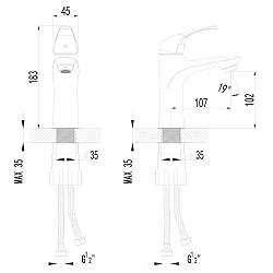 Cмеситель для раковины монолитный, хром, S0706C