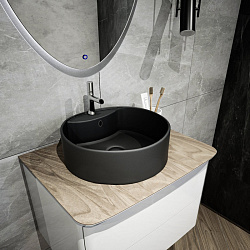 Corpa Nera Bosso/Боссо раковина  накладная D40 с полочкой под смеситель, черный матовый