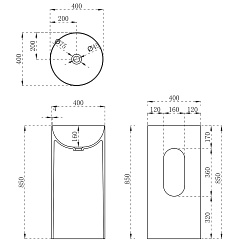 Раковина из искусственного камня Vincea VBS-6SP01MW, 400*400*850, напольная, цвет белый матовый, , ш