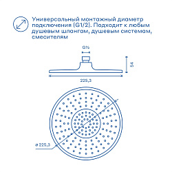 Верхний душ Pragma Lagva, хром, LGV2.CGMT.036